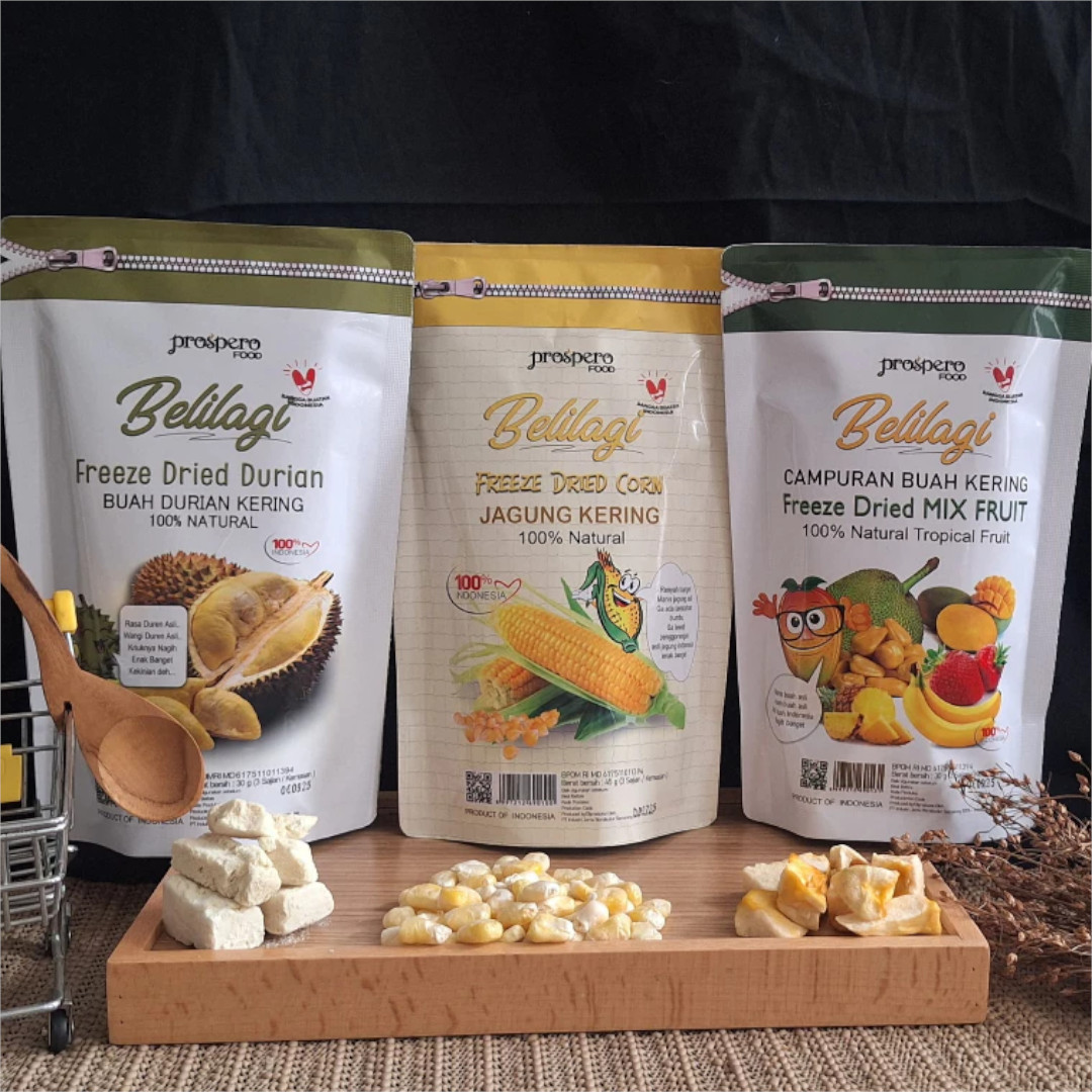 Belilagi freeze dried Sweet corn / Durian / Mix Fruit 